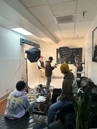 a group of people sitting in a room